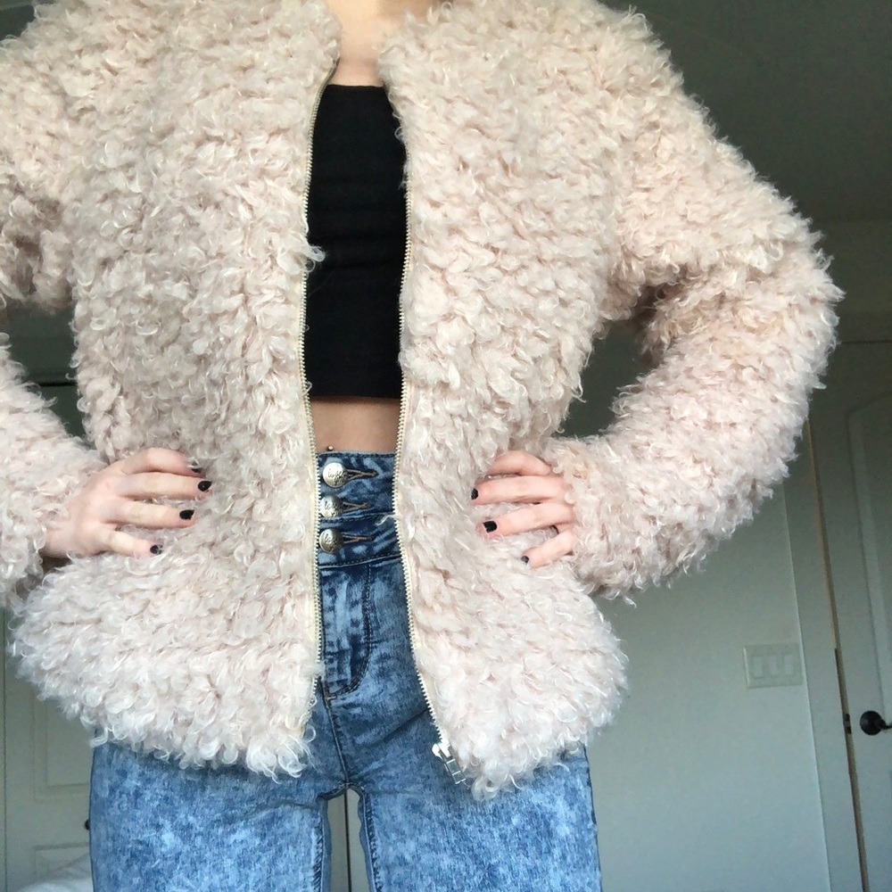 Fuzzy light pink going out jacket